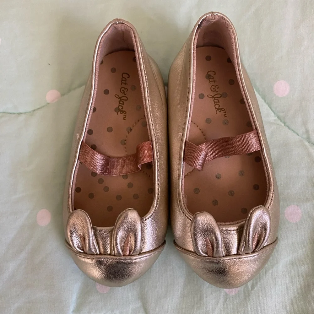 Toddler Baby Cat & Jack Girls Gold Bun Dress Shoes Size 5
